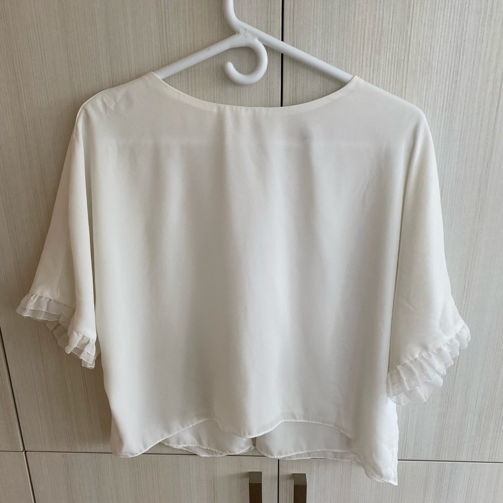 White tie back blouse